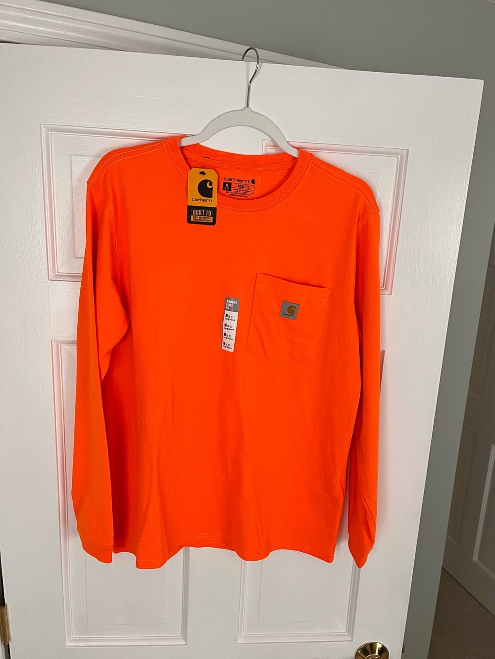 Carhartt woman’s High-Vis Orange Long Sleeve Work Tee